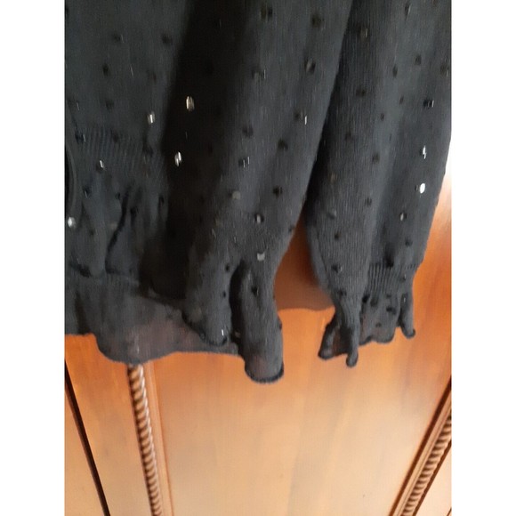 apt. 9 NEW Womens Size M Black Cropped Sequined Sweater Cardigan w/ Front Tie - Picture 3 of 8